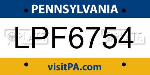 LPF6754 Pennsylvania License Plate