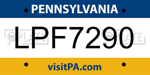 LPF7290 Pennsylvania License Plate