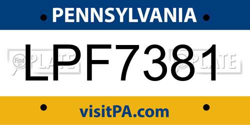 LPF7381 Pennsylvania License Plate