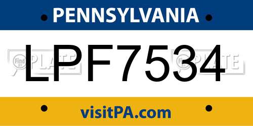 LPF7534 Pennsylvania License Plate