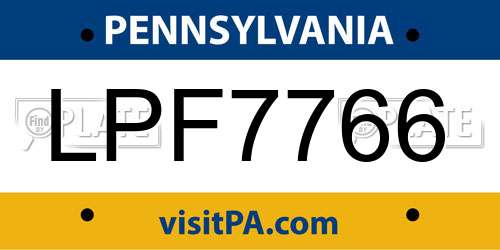 LPF7766 Pennsylvania License Plate