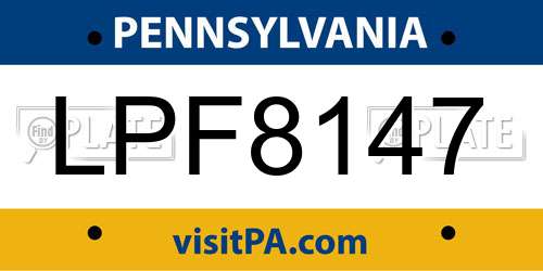 LPF8147 Pennsylvania License Plate