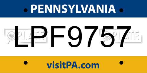 LPF9757 Pennsylvania License Plate