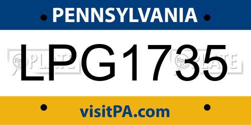 LPG1735 Pennsylvania License Plate
