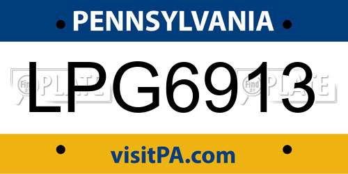 LPG6913 Pennsylvania License Plate