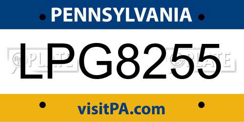 LPG8255 Pennsylvania License Plate