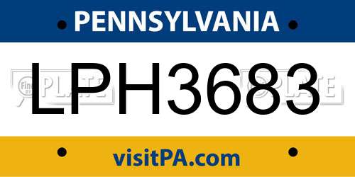 LPH3683 Pennsylvania License Plate