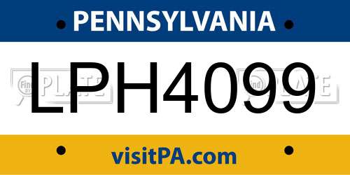LPH4099 Pennsylvania License Plate