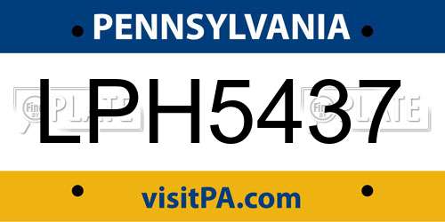 LPH5437 Pennsylvania License Plate