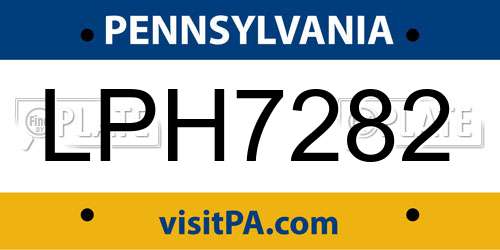 LPH7282 Pennsylvania License Plate