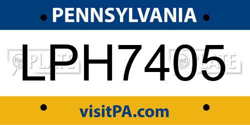 LPH7405 Pennsylvania License Plate