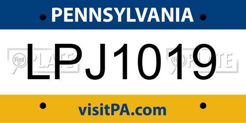 LPJ1019 Pennsylvania License Plate