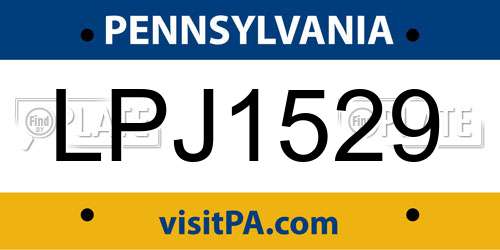 LPJ1529 Pennsylvania License Plate