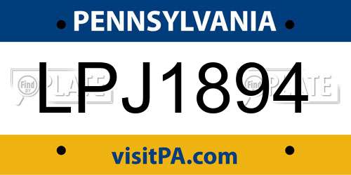 LPJ1894 Pennsylvania License Plate