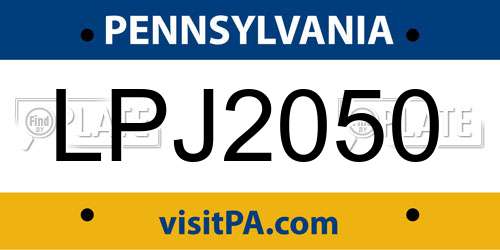 LPJ2050 Pennsylvania License Plate