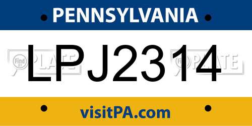 LPJ2314 Pennsylvania License Plate