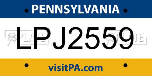 LPJ2559 Pennsylvania License Plate