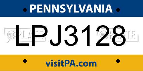 LPJ3128 Pennsylvania License Plate