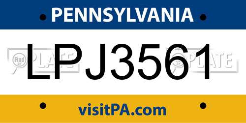 LPJ3561 Pennsylvania License Plate