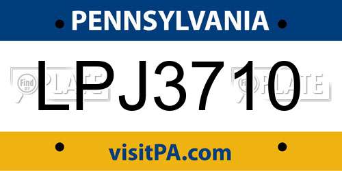 LPJ3710 Pennsylvania License Plate