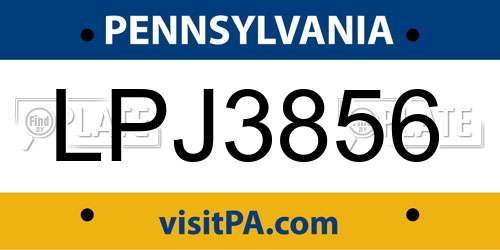 LPJ3856 Pennsylvania License Plate