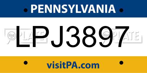 LPJ3897 Pennsylvania License Plate