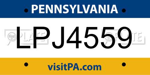 LPJ4559 Pennsylvania License Plate