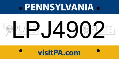 LPJ4902 Pennsylvania License Plate