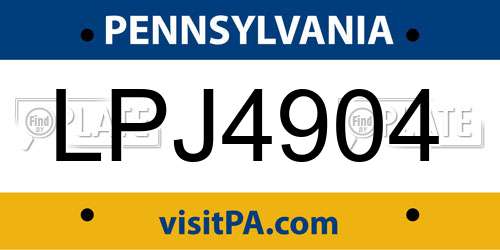 LPJ4904 Pennsylvania License Plate