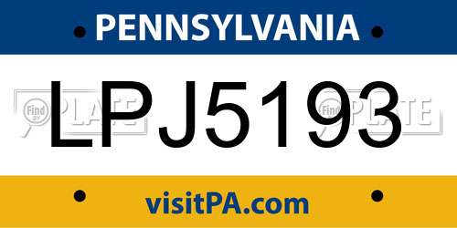 LPJ5193 Pennsylvania License Plate