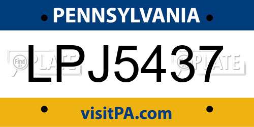 LPJ5437 Pennsylvania License Plate