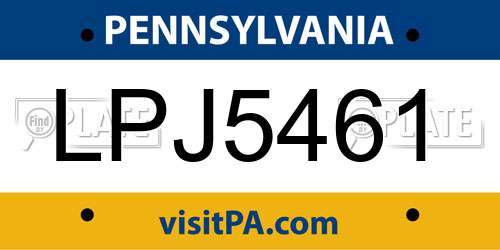 LPJ5461 Pennsylvania License Plate