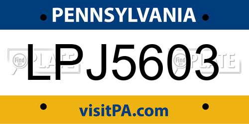 LPJ5603 Pennsylvania License Plate