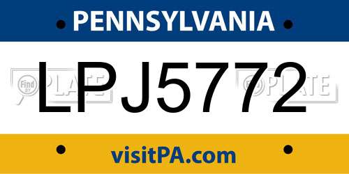 LPJ5772 Pennsylvania License Plate
