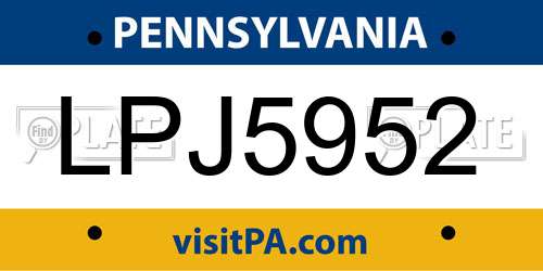 LPJ5952 Pennsylvania License Plate
