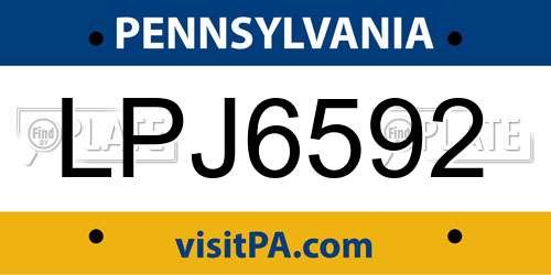 LPJ6592 Pennsylvania License Plate