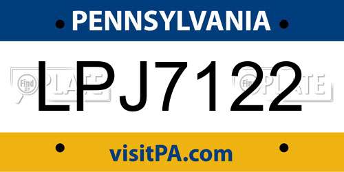 LPJ7122 Pennsylvania License Plate