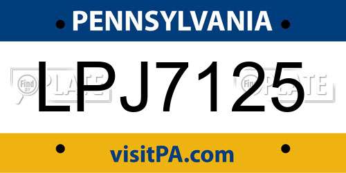 LPJ7125 Pennsylvania License Plate