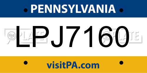 LPJ7160 Pennsylvania License Plate