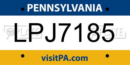 LPJ7185 Pennsylvania License Plate