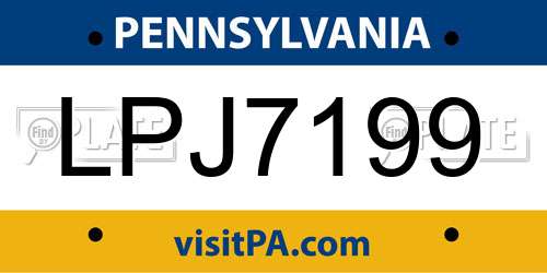 LPJ7199 Pennsylvania License Plate