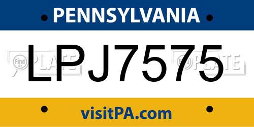 LPJ7575 Pennsylvania License Plate