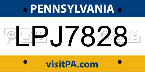 LPJ7828 Pennsylvania License Plate