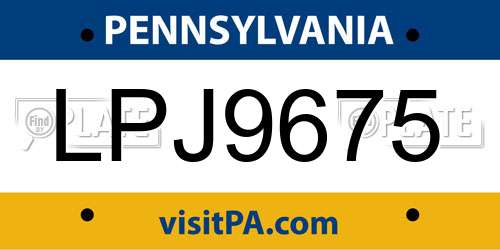 LPJ9675 Pennsylvania License Plate