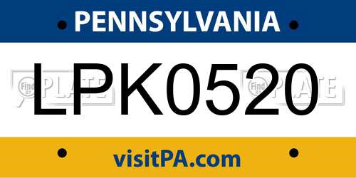 LPK0520 Pennsylvania License Plate