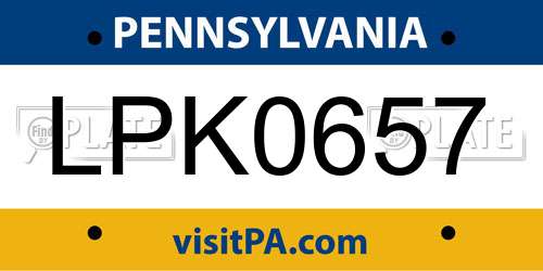 LPK0657 Pennsylvania License Plate