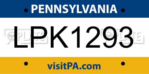 LPK1293 Pennsylvania License Plate