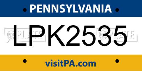 LPK2535 Pennsylvania License Plate