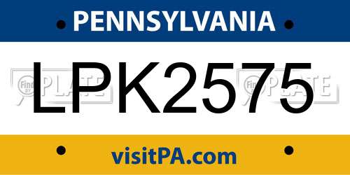 LPK2575 Pennsylvania License Plate