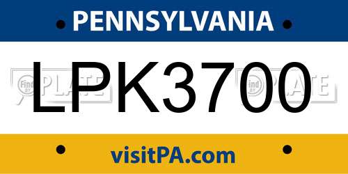 LPK3700 Pennsylvania License Plate